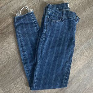 Size 22 Pacsun Denim Ankle Jeggings Light Blue Striped Skinny Fit Frayed Cut